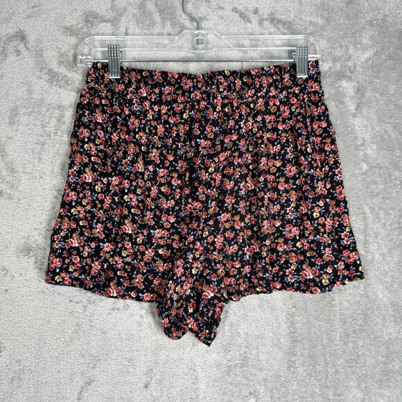 American Eagle Shorts Women Medium Black Pink Micro Floral Flowers Lounge Casual - Picture 3 of 8
